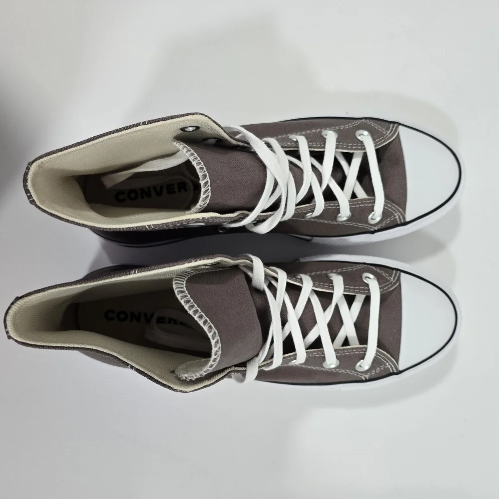 Converse All Stars Canvas Chunks Trainer  Gray High-Top Sneakers Womens Size 9.5